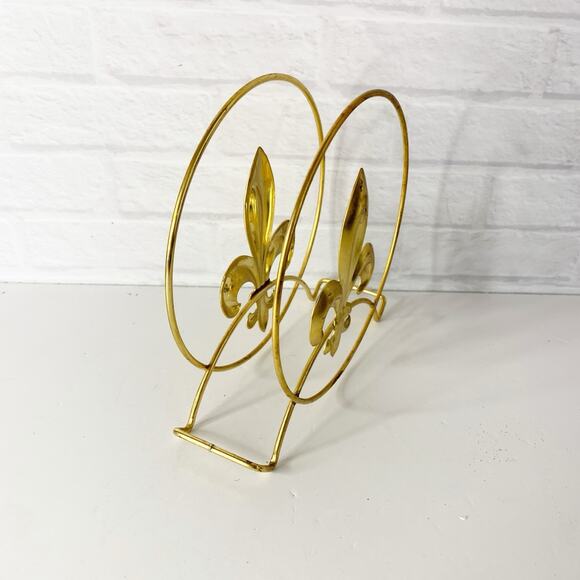 Vintage Fleur De Lis Napkin Holder Letter Wire Gold Toned Mid Century MCM - Picture 2 of 6